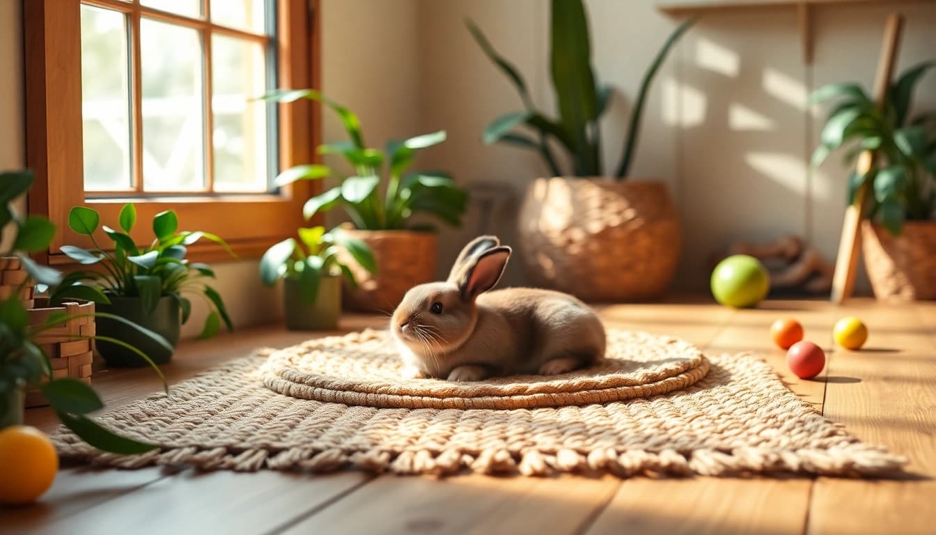 Hanfmatte providing comfort for small pets in a cozy setting with plants.