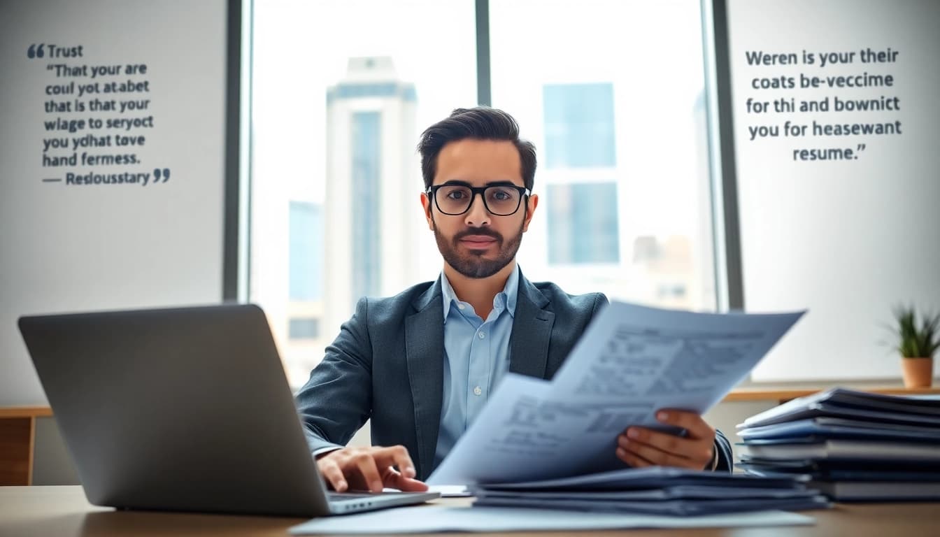 Headhunter Schweiz bei der Arbeit in einem modernen Büro, unterstützt durch überzeugende Resumés.