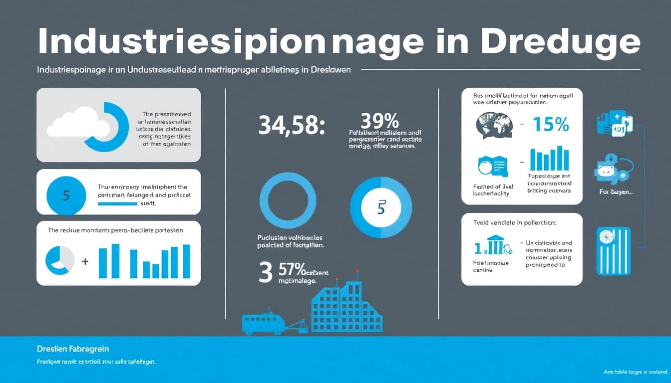 Grafik zur Industriespionage in Dresden mit Statistiken über Unternehmenssicherheit und Schutzmaßnahmen