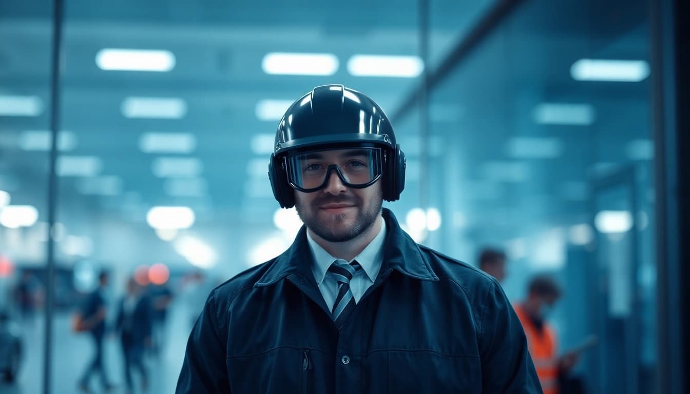 Ein Fachmann für Lauschabwehr steht neben moderner Sicherheitstechnik in Berlin
