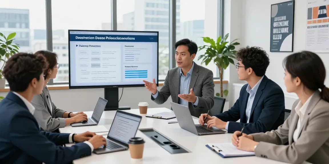 Engaging office discussion on Datenschutz Dienstleistung strategies with a diverse team.