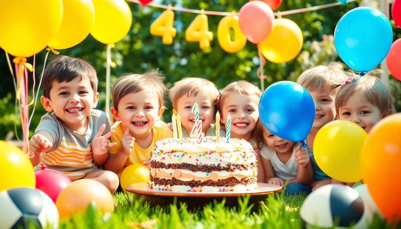 Kreative Spiele für den Kindergeburtstag 4 Jahre mit bunten Dekorationen.
