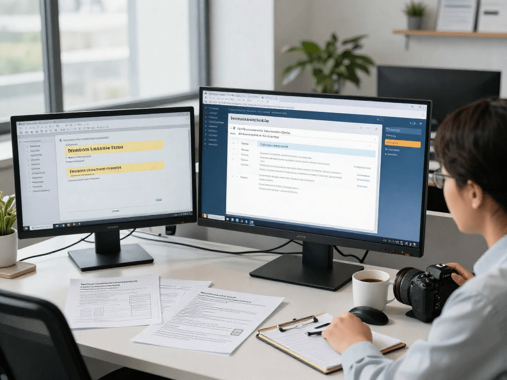 Analyzing document fraud detection in a modern office setting with real-time analytics.