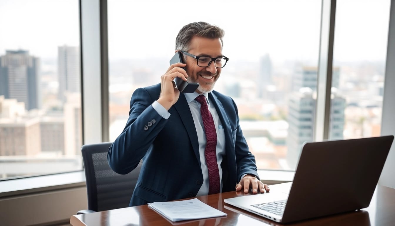 Headhunter Vertrieb: Professioneller Headhunter in modernem Büro bei der Suche nach Top-Kandidaten.
