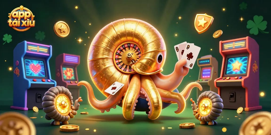 Engage with app tài xỉu as the giant nautilus spins its roulette shell, showcasing vibrant casino excitement.