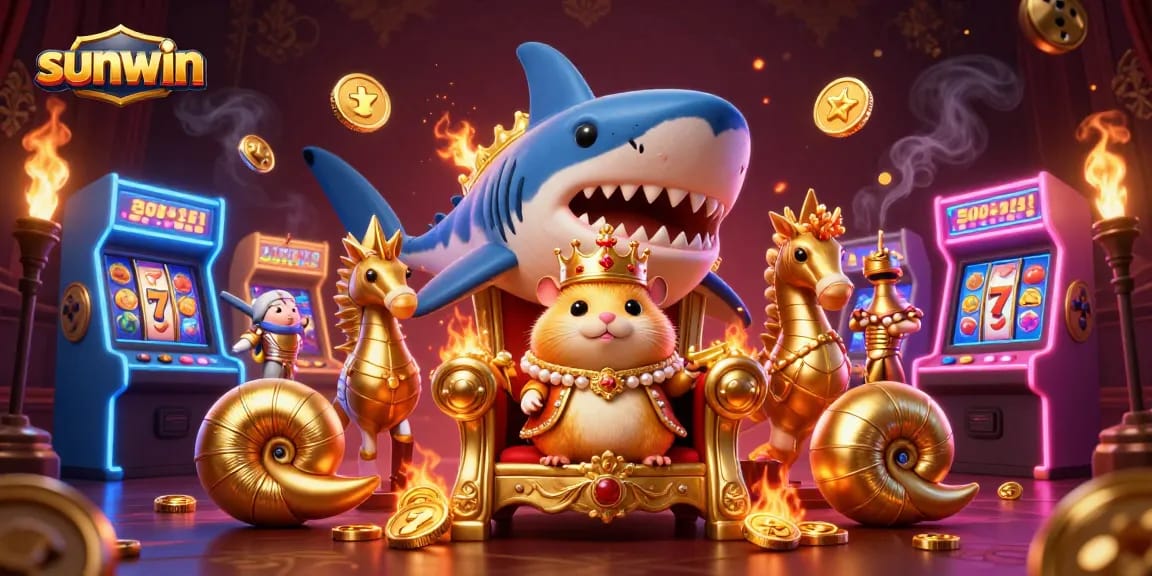 Engage in thrilling gameplay with sunwin as a golden hamster king rules over a dynamic casino game kingdom.