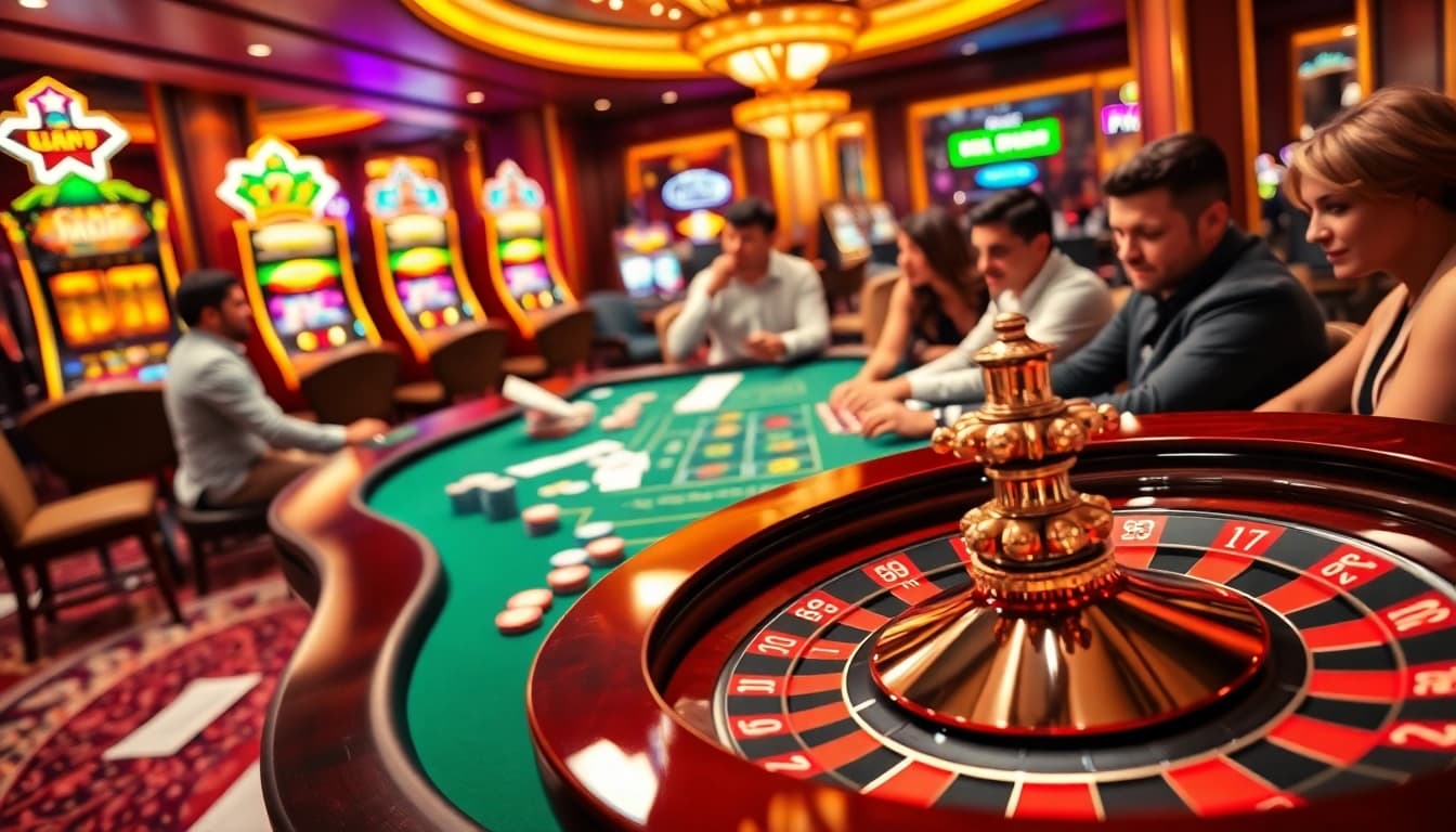 Engaging players at a poker table with chips illustrating the excitement of https://da88.trading/ gambling.