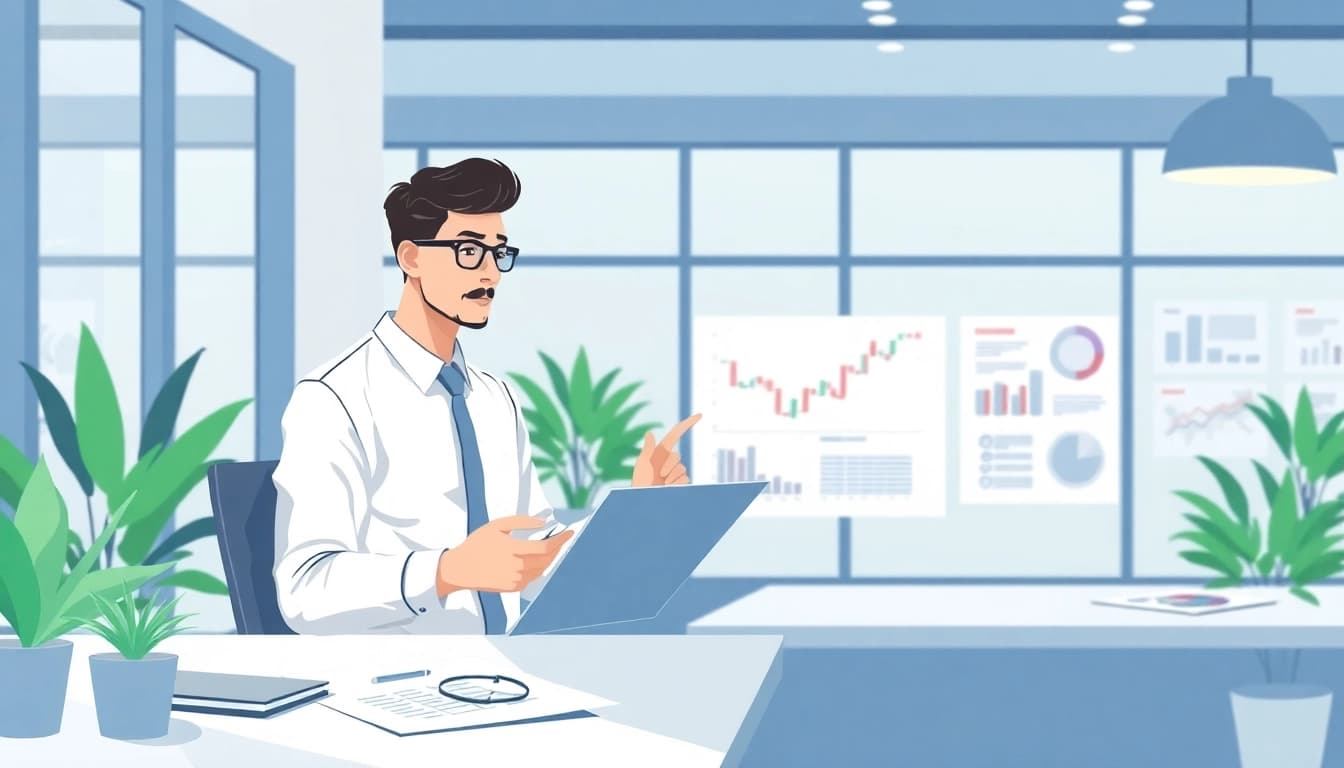 Business consultant offering expert Unternehmensberatung insights in a contemporary office environment.