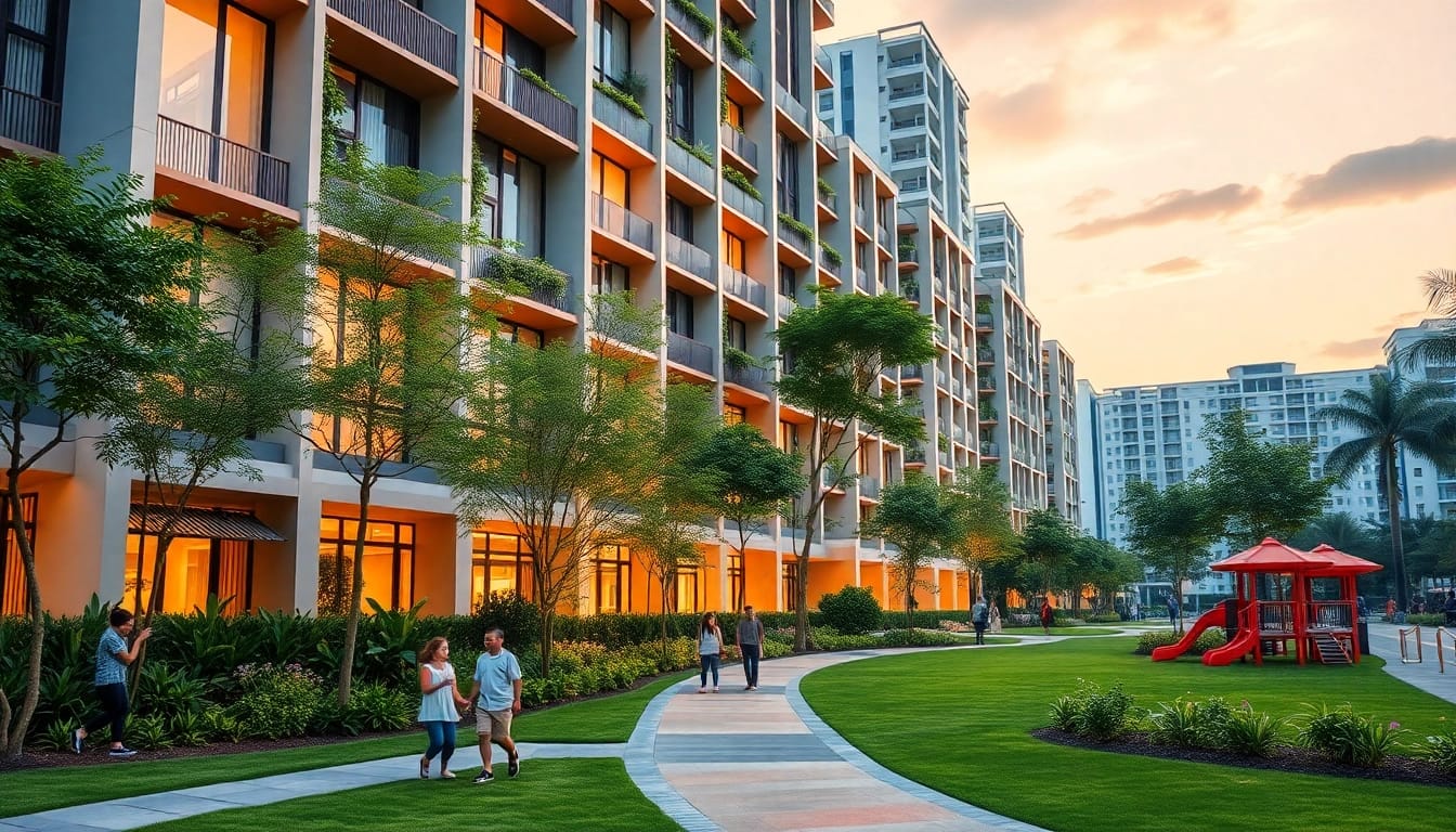 Explore the vibrant landscape of Tampines St 95 EC, featuring modern residences and lush green spaces.