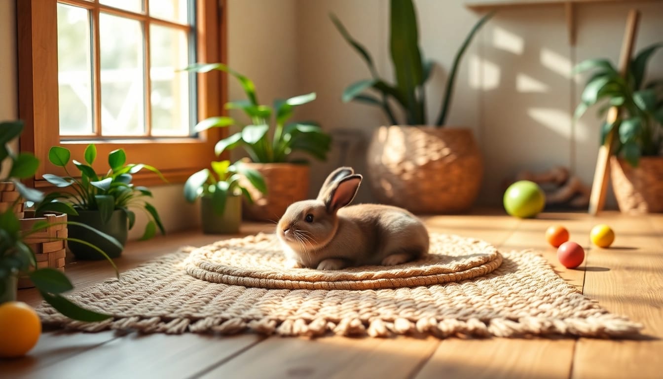 Hanfmatte providing comfort for small pets in a cozy setting with plants.