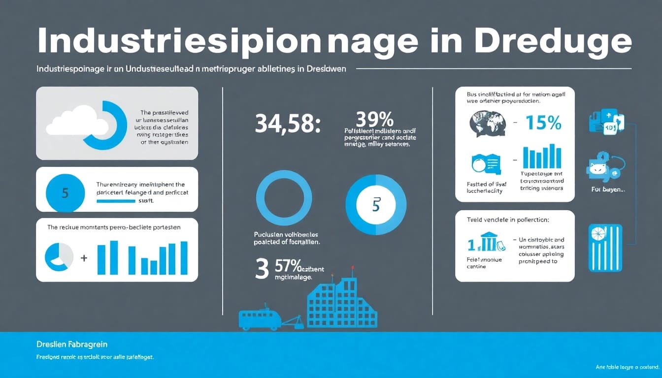 Grafik zur Industriespionage in Dresden mit Statistiken über Unternehmenssicherheit und Schutzmaßnahmen
