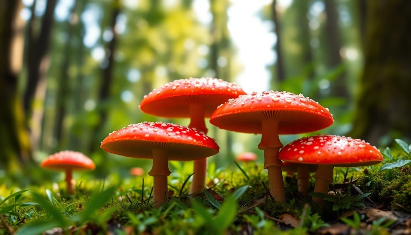 Fliegenpilz bestellen: Hochwertige Fliegenpilze in einer malerischen Waldumgebung
