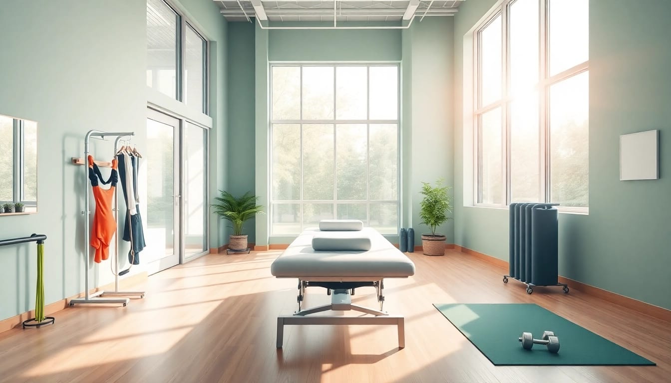 Discover physiotherapy near me in a welcoming clinic featuring natural light and professional equipment.
