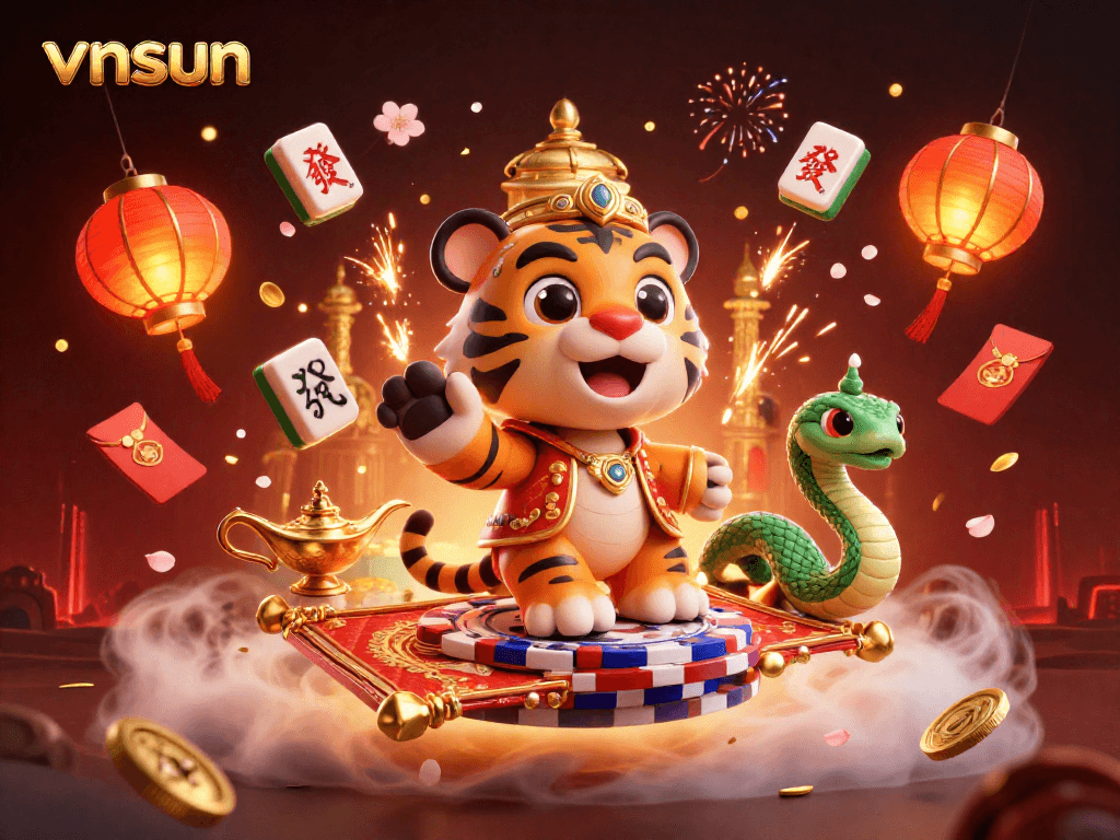 Experience vnsun's thrilling casino adventure with a magical flying carpet and treasures.