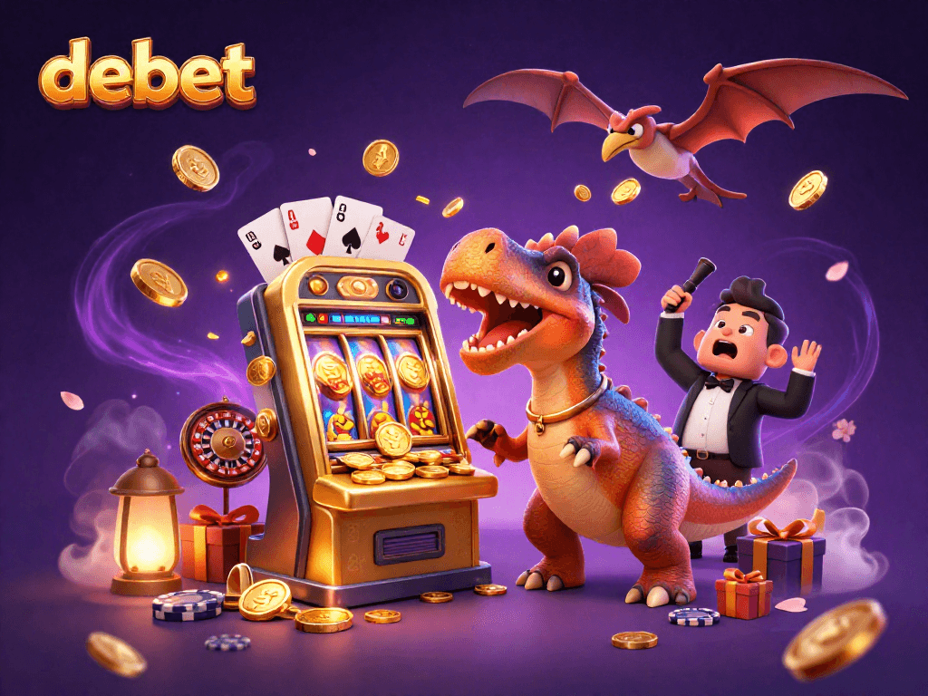 Experience debet thrill with a pachycephalosaurus winning gold from a slot machine.