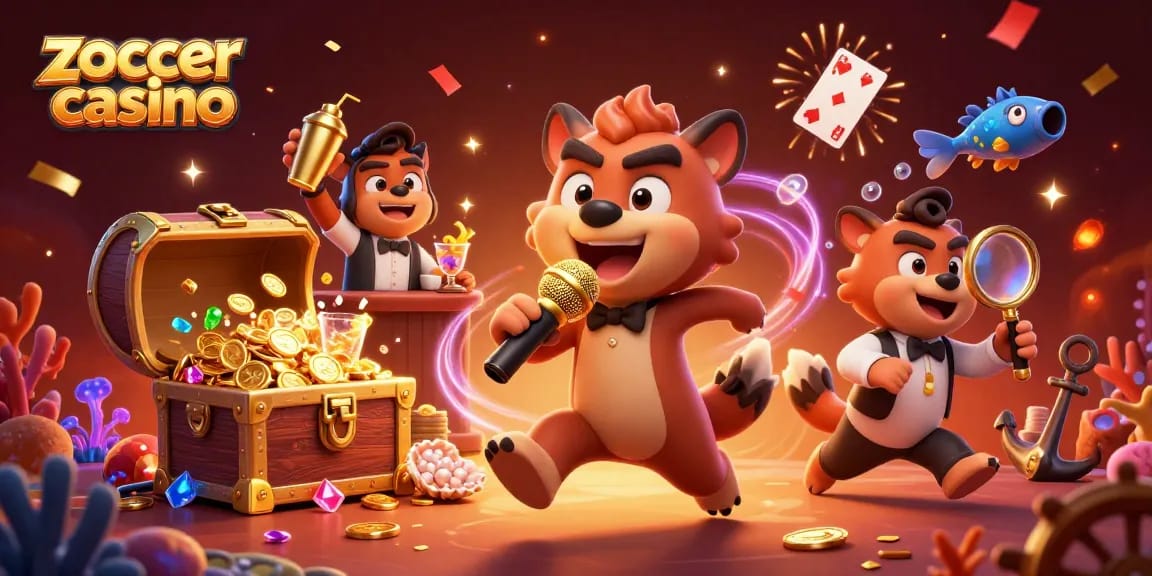 Get ready for fun at zoccer casino with hyena characters in a lively comedy club scene.