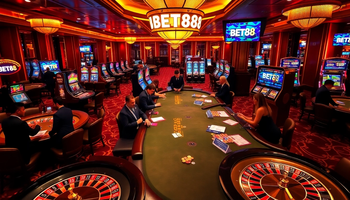 Experience the excitement of BET88 gaming with thrilling casino tables and vibrant slot machines.