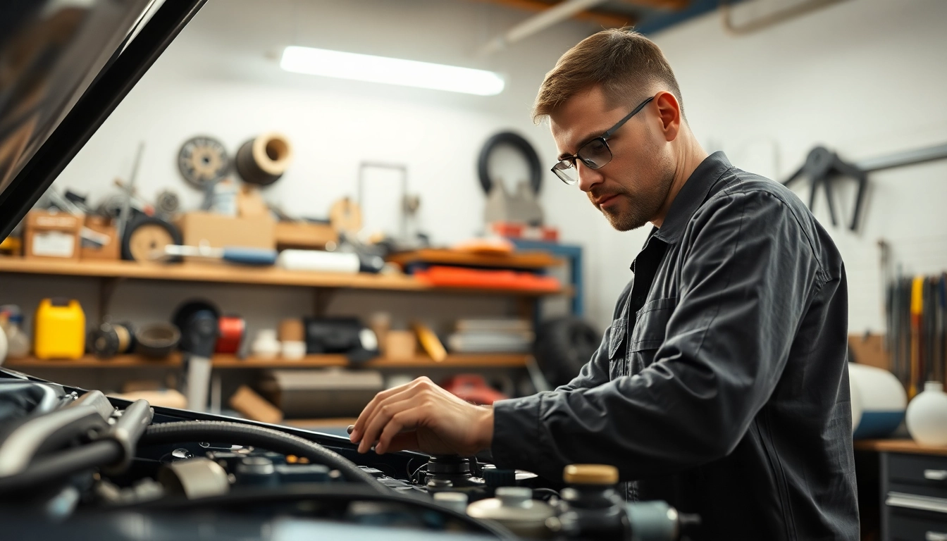 Das wichtigste ist !!! ein Mechaniker, der konzentriert an einem Motor arbeitet.
