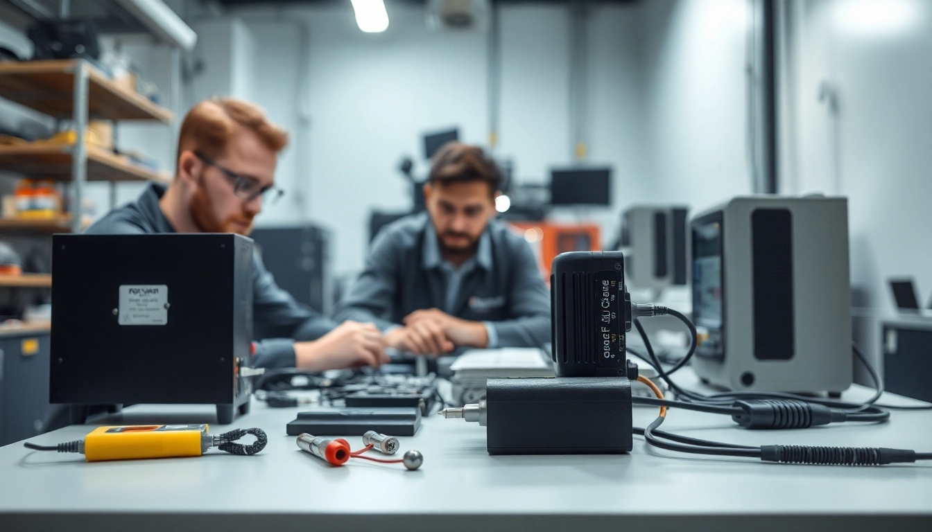 Techniker führen eine Geräteprüfung durch, um die Sicherheit elektrischer Geräte zu gewährleisten.