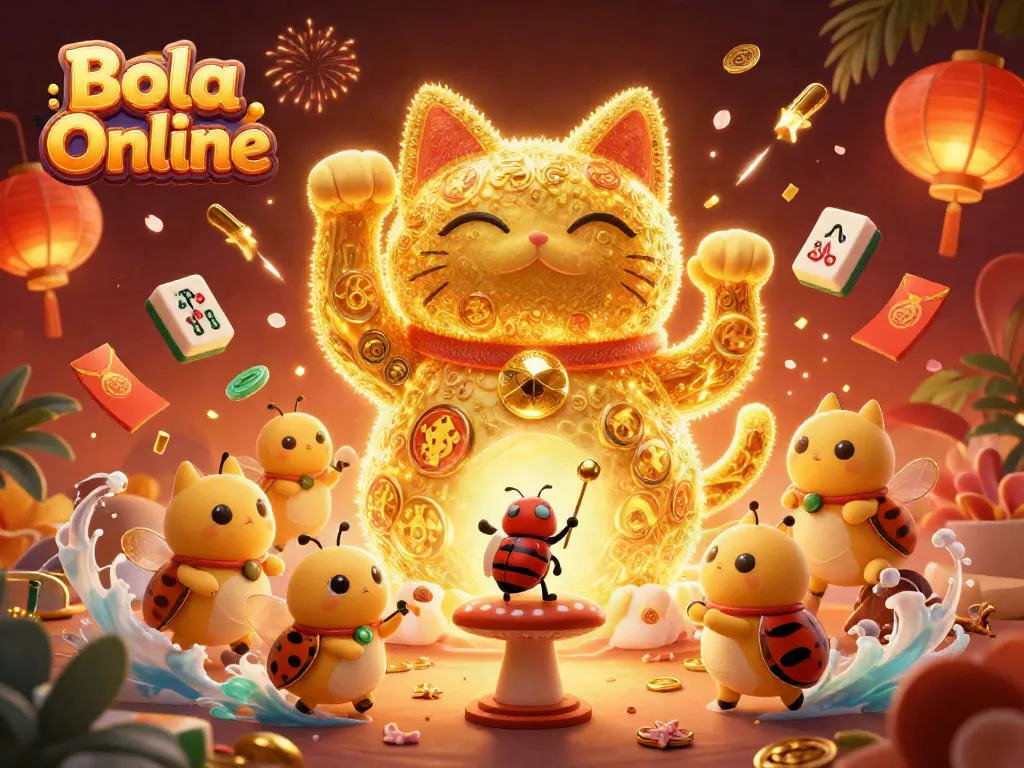 Experience dynamic casino fun with Bola Online's colorful lucky cat and engaging elements.