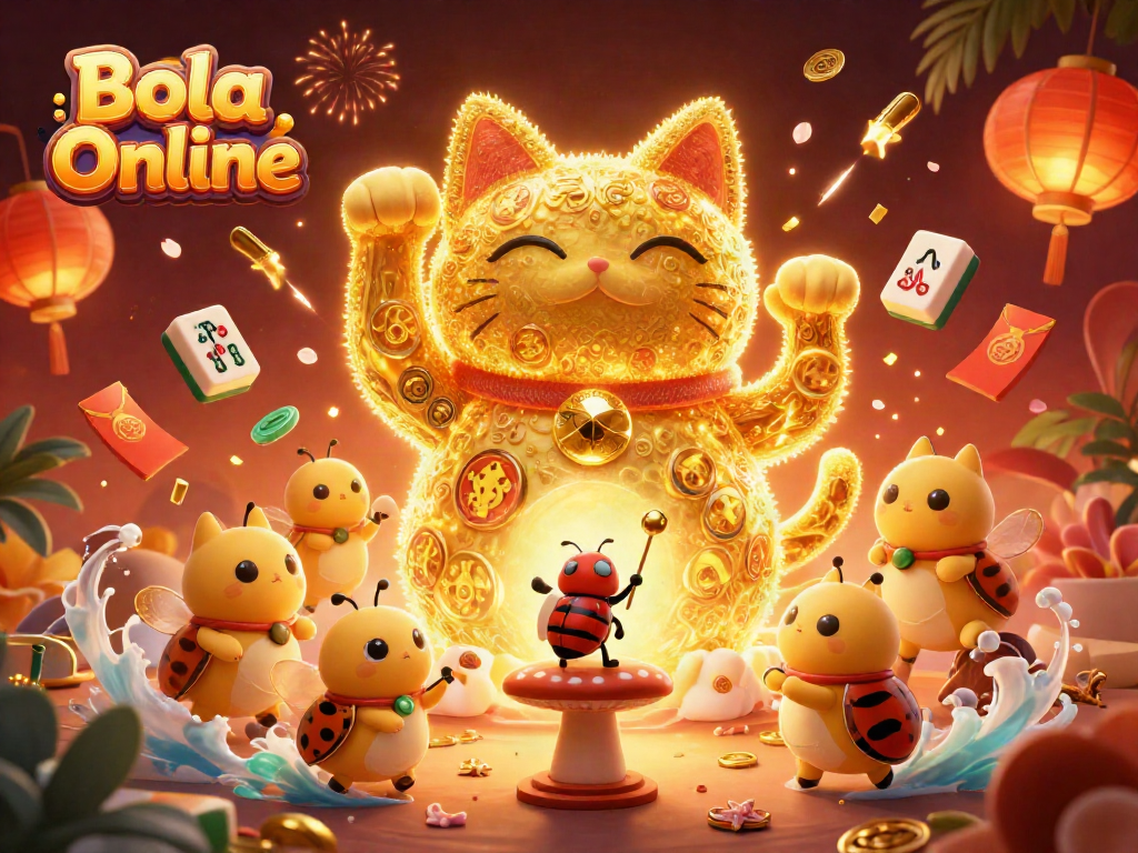 Experience dynamic casino fun with Bola Online's colorful lucky cat and engaging elements.