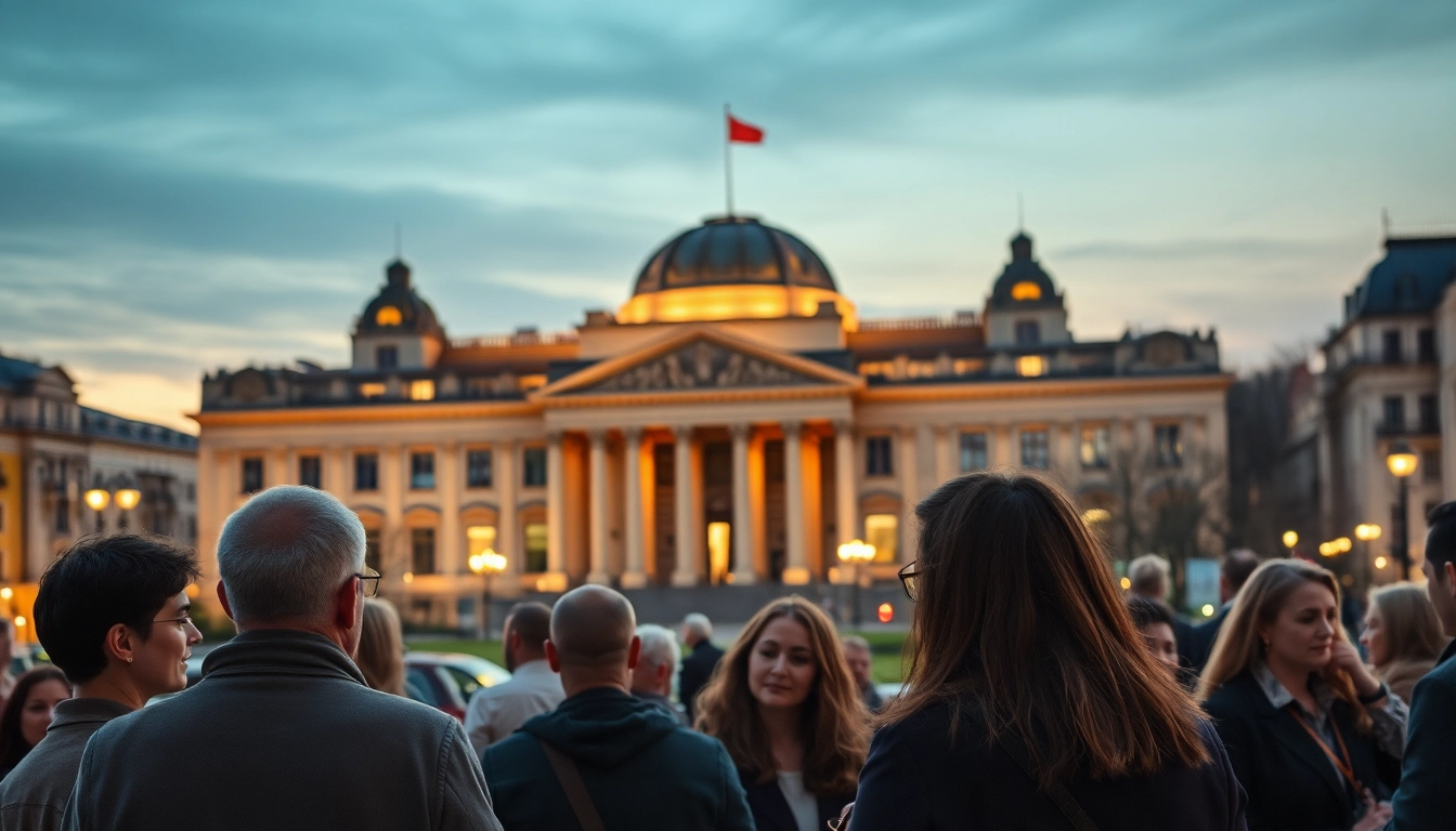 Politik Nachrichten Deutschland: Bürger diskutieren aktiv vor dem Bundestag über aktuelle Themen.
