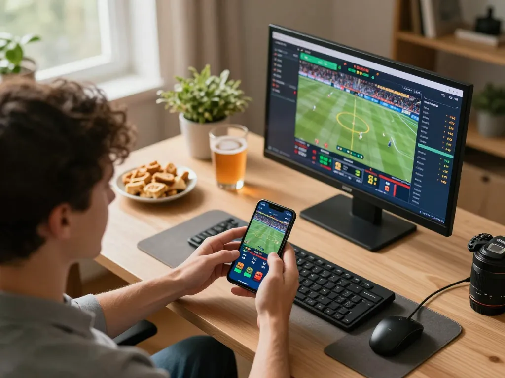 Engaging in live sports betting with 78winvina on smartphone, showcasing dynamic odds and excitement