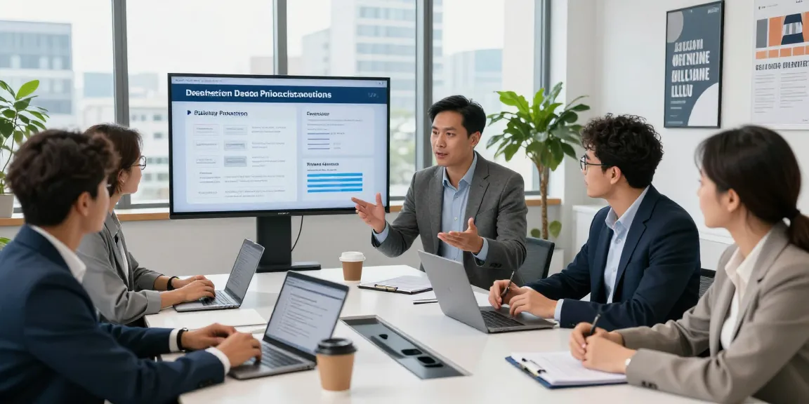 Engaging office discussion on Datenschutz Dienstleistung strategies with a diverse team.