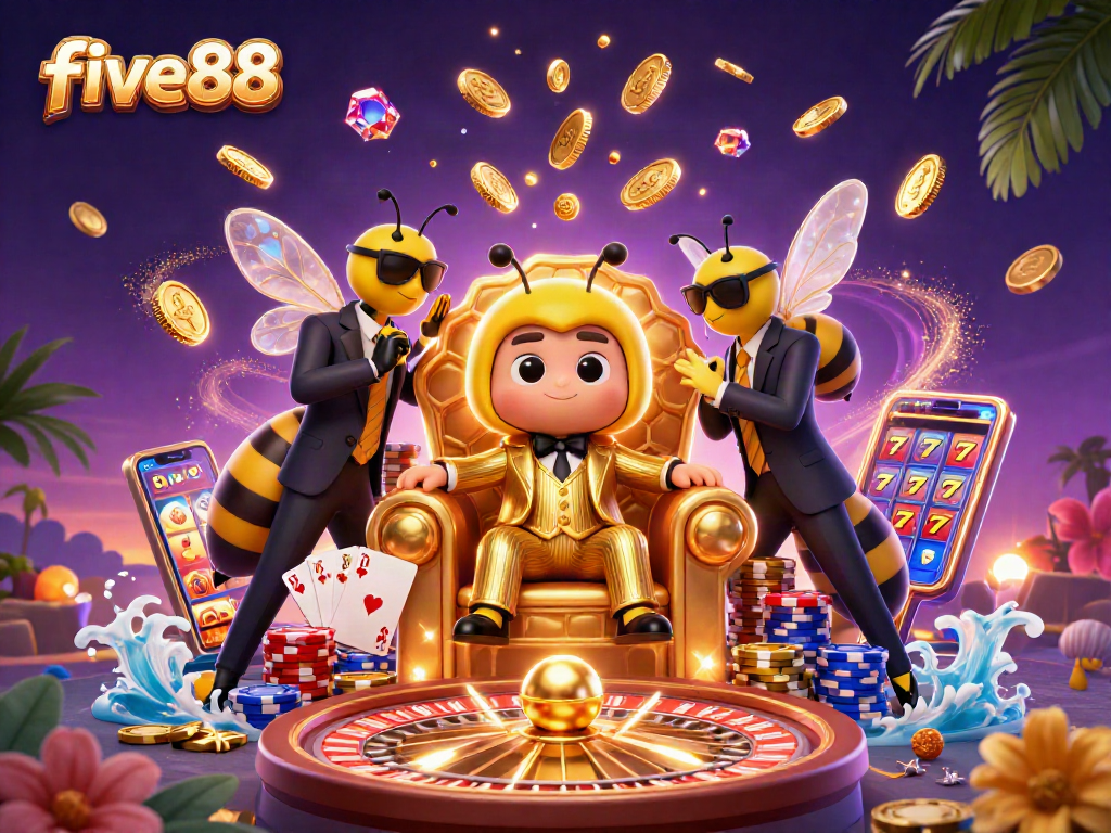 Engage with five88's dynamic casino scene featuring a mob boss and glamorous visuals.