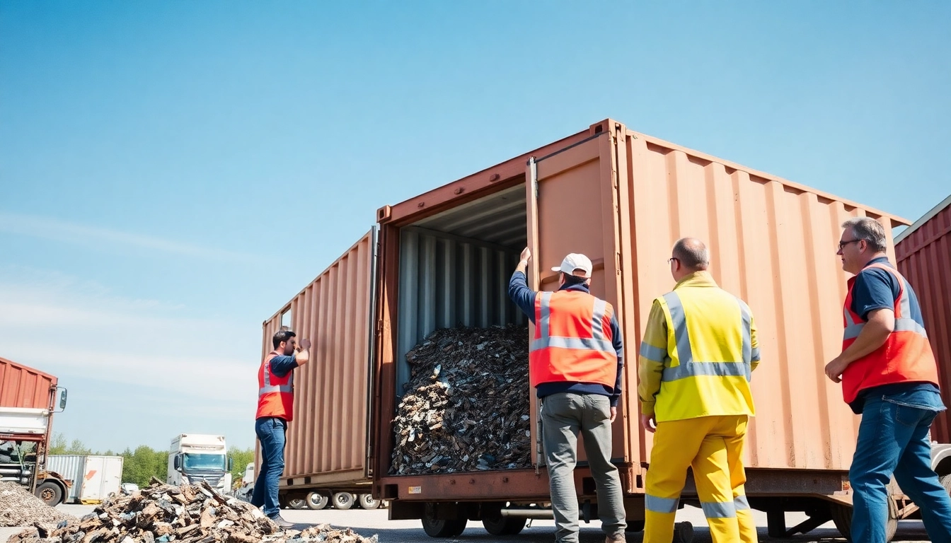 Effiziente Schrottabholung Wuppertal durch unser profesionelles Team, Container wird beladen.