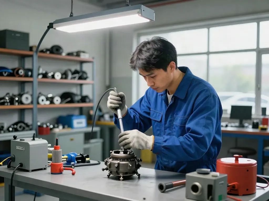 DPF Reinigung Hannover in einer professionellen Werkstatt mit Techniker bei der Arbeit.