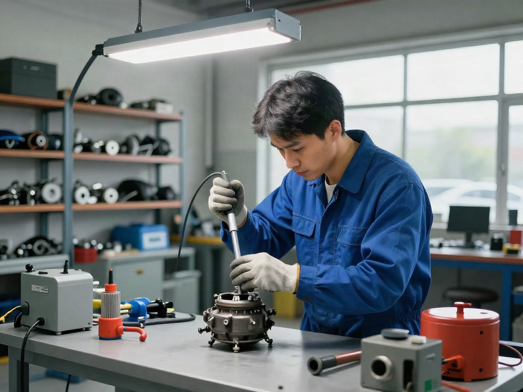 DPF Reinigung Hannover in einer professionellen Werkstatt mit Techniker bei der Arbeit.
