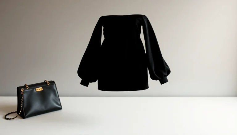 Schwarzes Minikleid mit langen Ärmeln, das elegant und modisch wirkt