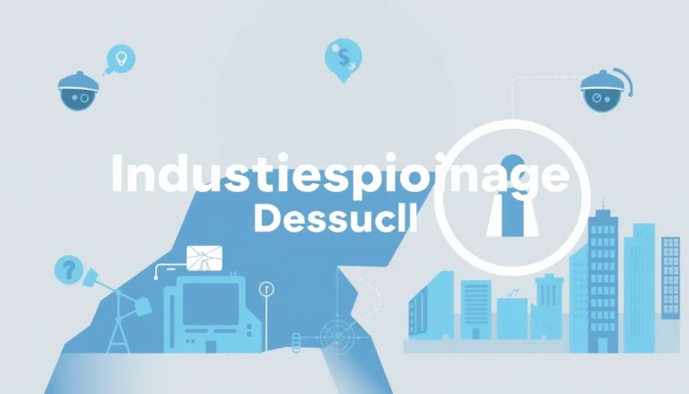 Grafik zur Industriespionage in Düsseldorf mit Schutzstrategien und Sicherheitslösungen
