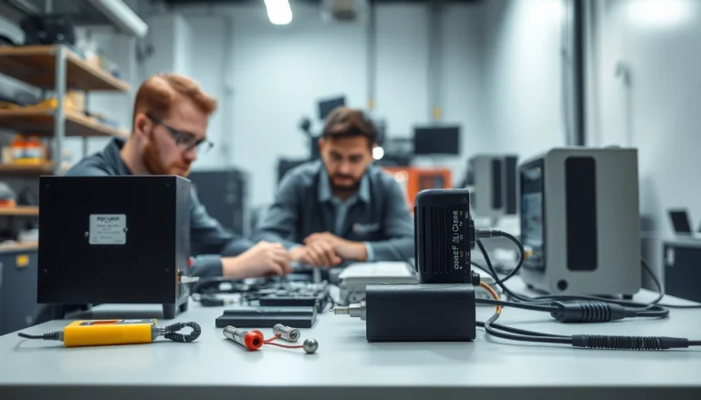 Techniker führen eine Geräteprüfung durch, um die Sicherheit elektrischer Geräte zu gewährleisten.