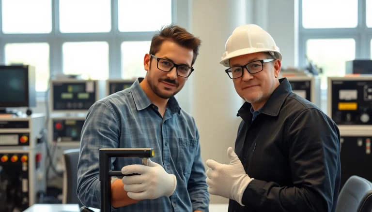 Überprüfung elektrischer Geräte bei DGUV V3 Prüfung durch einen Fachmann im modernen Büro.