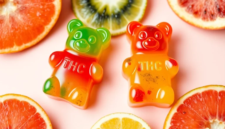 Enjoy colorful Thc gummibärchen gummies with fresh fruit in a cheerful arrangement.