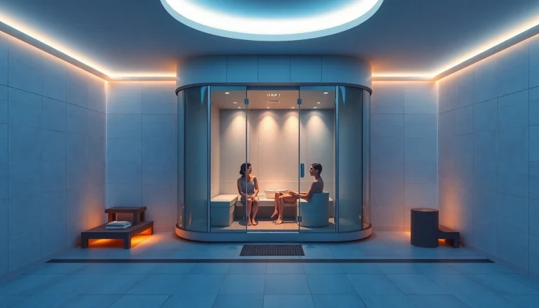 Kältekammer für Kryotherapie mit moderner Ausstattung und entspannender Atmosphäre.
