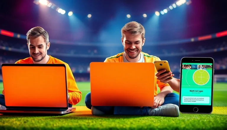 Aktive Sportwettenkunden, die auf Laptops und Smartphones wetten ohne lugas.