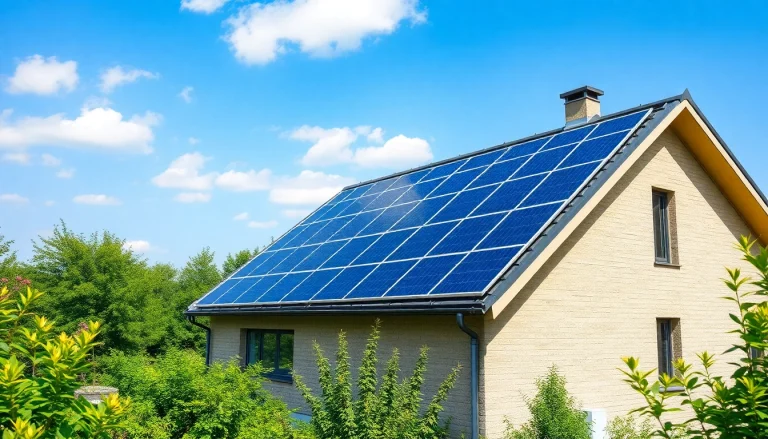 PV Anlage kaufen: Eine moderne Photovoltaikanlage auf einem sonnigen Dach, die nachhaltige Energie und Umweltbewusstsein symbolisiert.