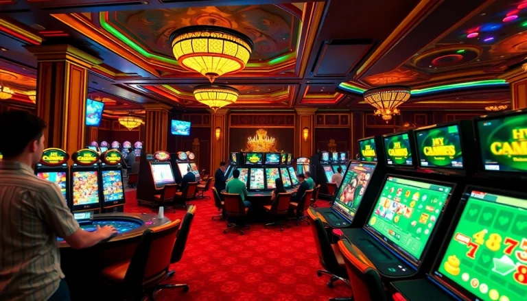 Experience the excitement of the best online casinos with players enjoying a luxurious casino environment.
