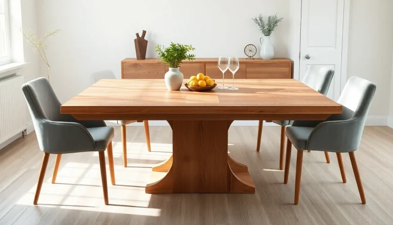 Genießen Sie stilvolles Dining an einem exquisiten Esstisch Eiche mit einzigartiger Baumkante.