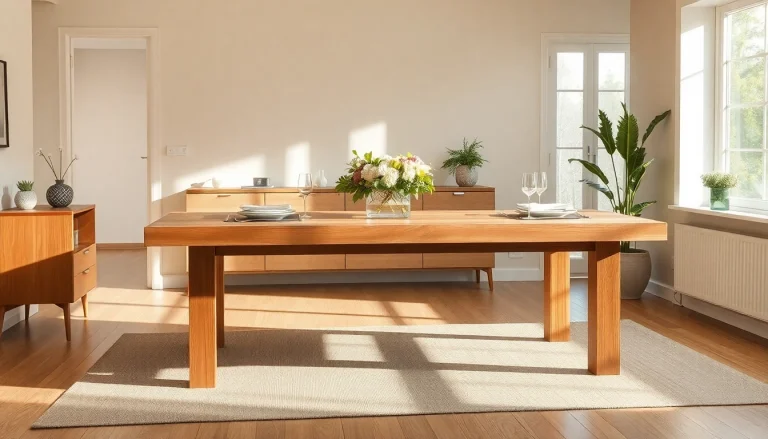 Genießen Sie einen einzigartigen Esstisch Eiche mit Baumkante in modernem Esszimmer-Setting.