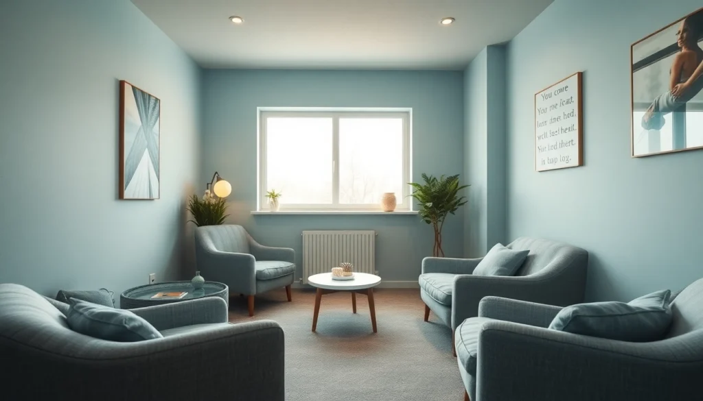 Therapy room in an entzugsklinik fostering comfort and healing.