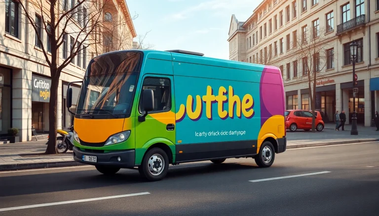 Bestickering Auto: Kreative Fahrzeugbeklebung auf einem modernen Transporter, der Werbung zeigt.
