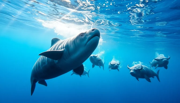Tauchen Bullenhaie: Taucher erlebt spektakuläres Unterwasser-Szenario mit Bullenhaien in klaren Gewässern.