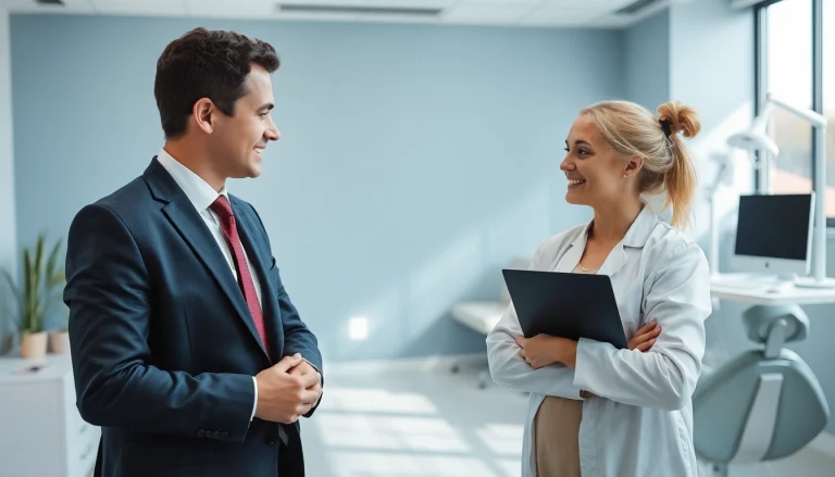 Headhunter Zahnmedizinische Fachangestellte berät professionelle Bewerber in einem modernen Büro.