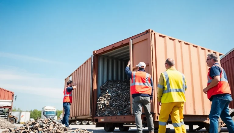 Effiziente Schrottabholung Wuppertal durch unser profesionelles Team, Container wird beladen.