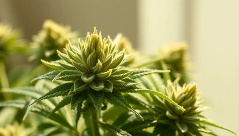 CBD Blüten in hoher Qualität auf einem Tisch arrangiert, die Frische und Reinheit hervorhebend.