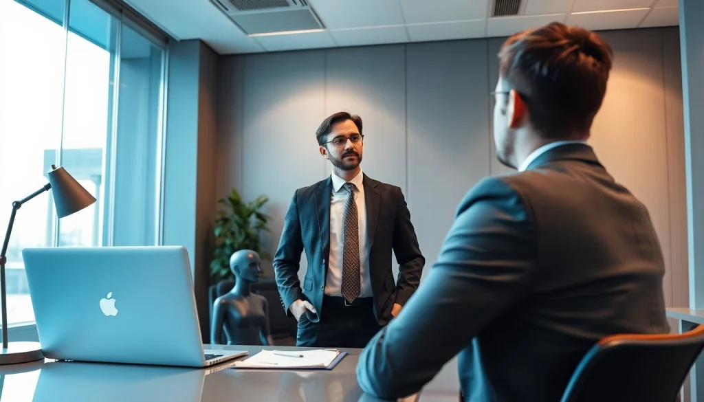 Headhunter Schweiz: Professionelle Beratungssituation zwischen Headhunter und Jobsuchendem in modernem Büro.